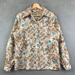 Vintage 1960s Women's LADY ARROW Floral Print Shirt‎ size M